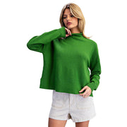 Women's Moss Grn Mock Neck Sweater
