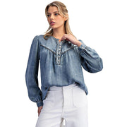 Women's Denim Button Blouse