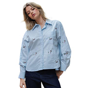 Women's Sky Blue Embroidered Duck Top