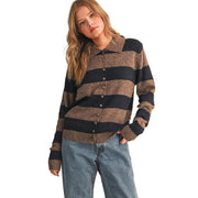 Wom Mocha Navy Striped Sweater