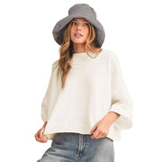 Wom Off White Mock Neck Sweater Top