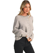 Wom H Grey Oversized Button Cardigan