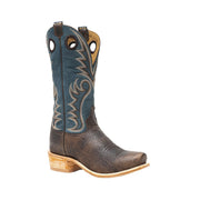Men's McCune Matte Chocolate Bison Vamp 13in Deep Aqua Cowhide Top