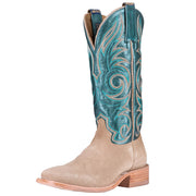 Women's Salina Sand Roughout Vamp 13in Turquoise Metallic Goat Top Boot