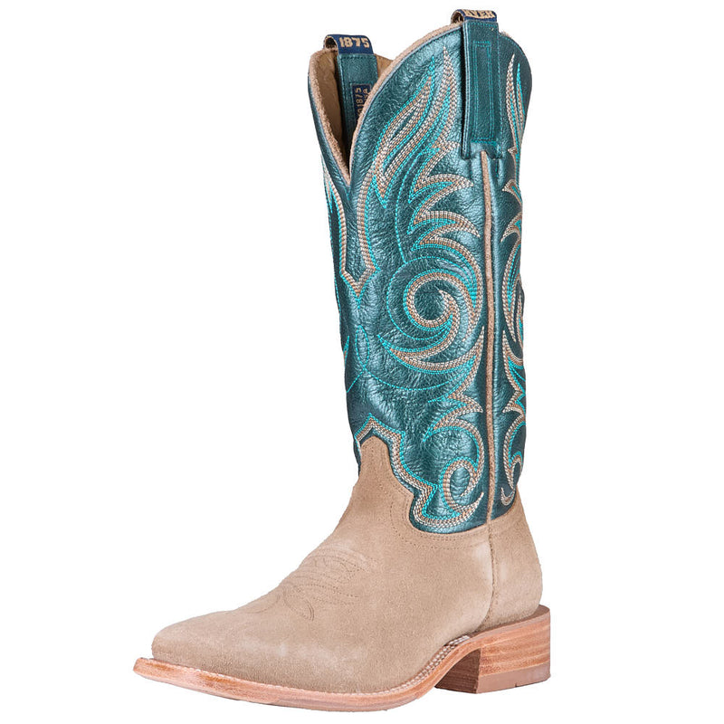 Women's Salina Sand Roughout Vamp 13in Turquoise Metallic Goat Top Boot