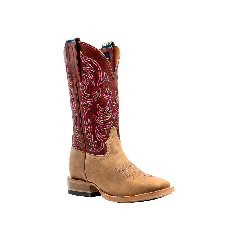 Women's Topeka Tan Cowhide Vamp 11in Cherry Cowhide Top Boot