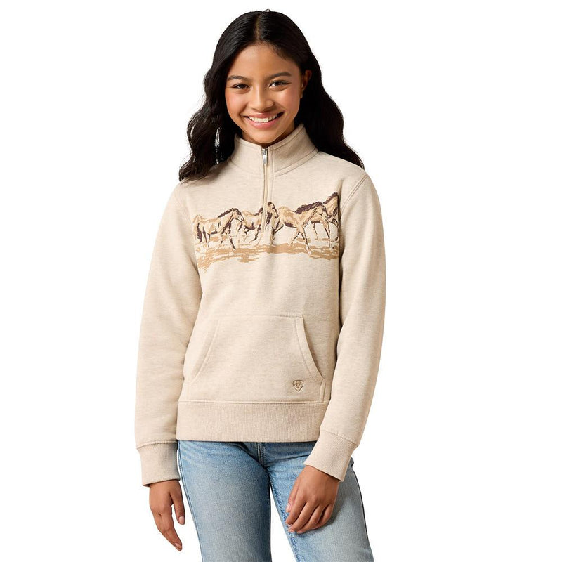 Girl's Oatmeal Running Wild Sweatshirt