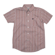 Boy's White Print Short Sleeve Shirt