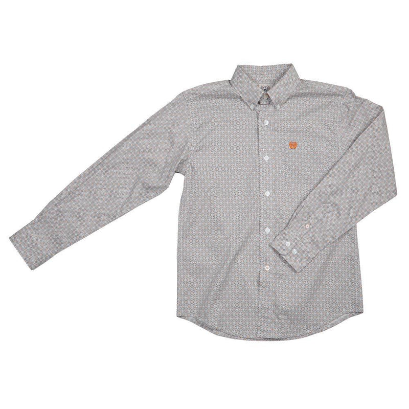Boy's White Print Shirt