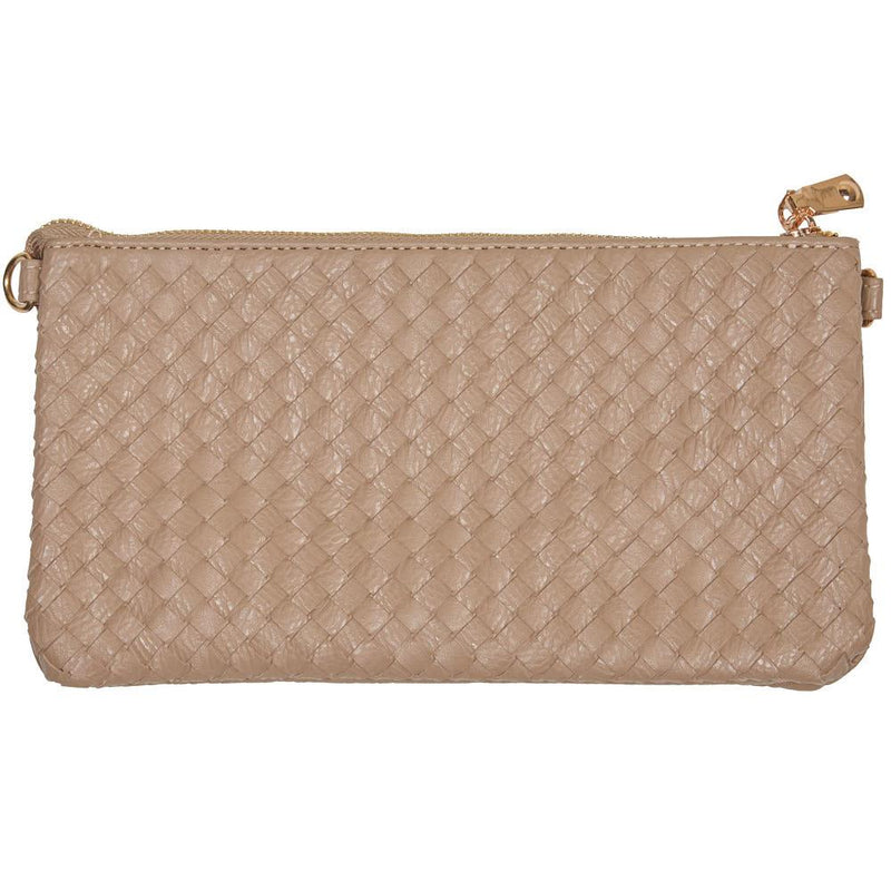 Medium Taupe Woven Clutch