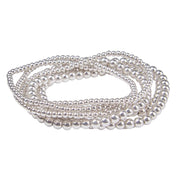 Silver Beaded 6-Strand Stretch Bracelet Set