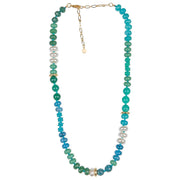 Mixed Blue Pearl Stone Beaded Necklace