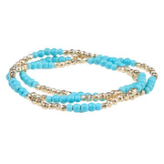 Gold & Turquoise Beaded Stretch Bracelet Set