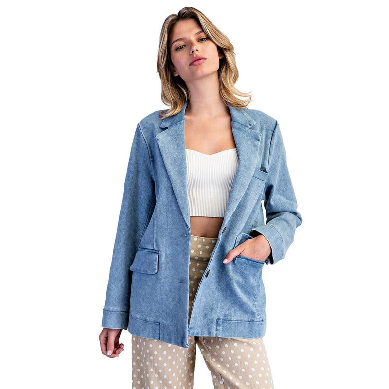Women's Denim Mineral Wash Blazer
