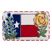 Texas Flag Yellow Rose Trinket Tray