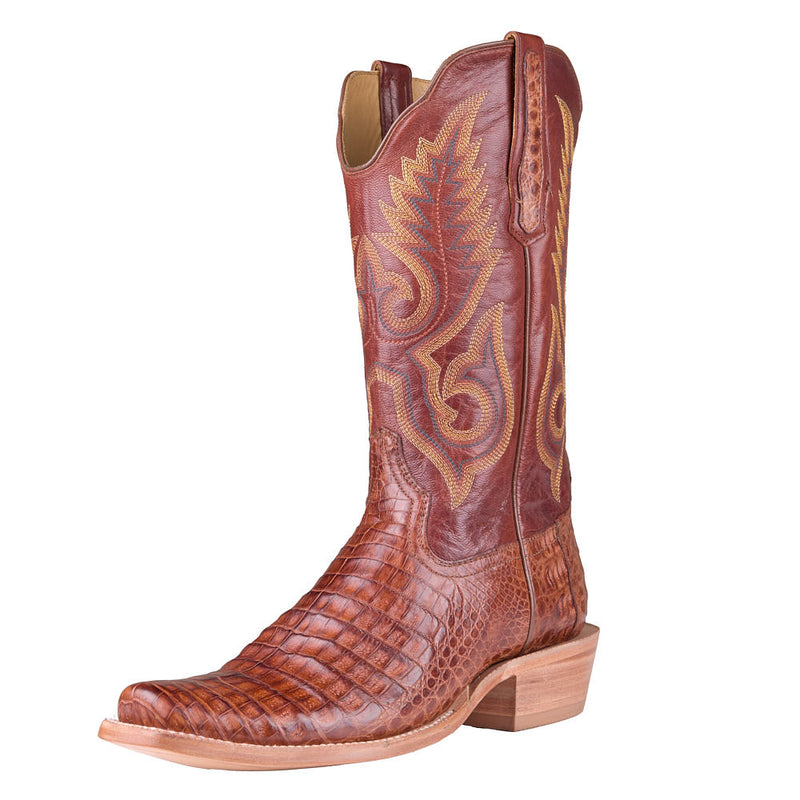 Men's Dark Cognac Caiman Belly Vamp 13in Rusty Cognac Top