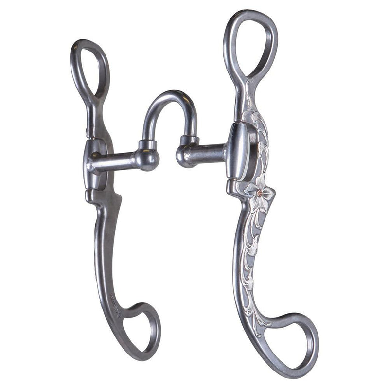 Engraved Silver Floral Correctional Port Shank Bit