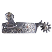Engraved Silver Floral Ladies Spurs with 10 Point Rowel