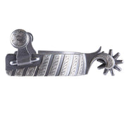 Engraved Silver Bar Men's Spurs with 9 Point Rowel