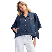 Women's Denim Poncho Button Jacket