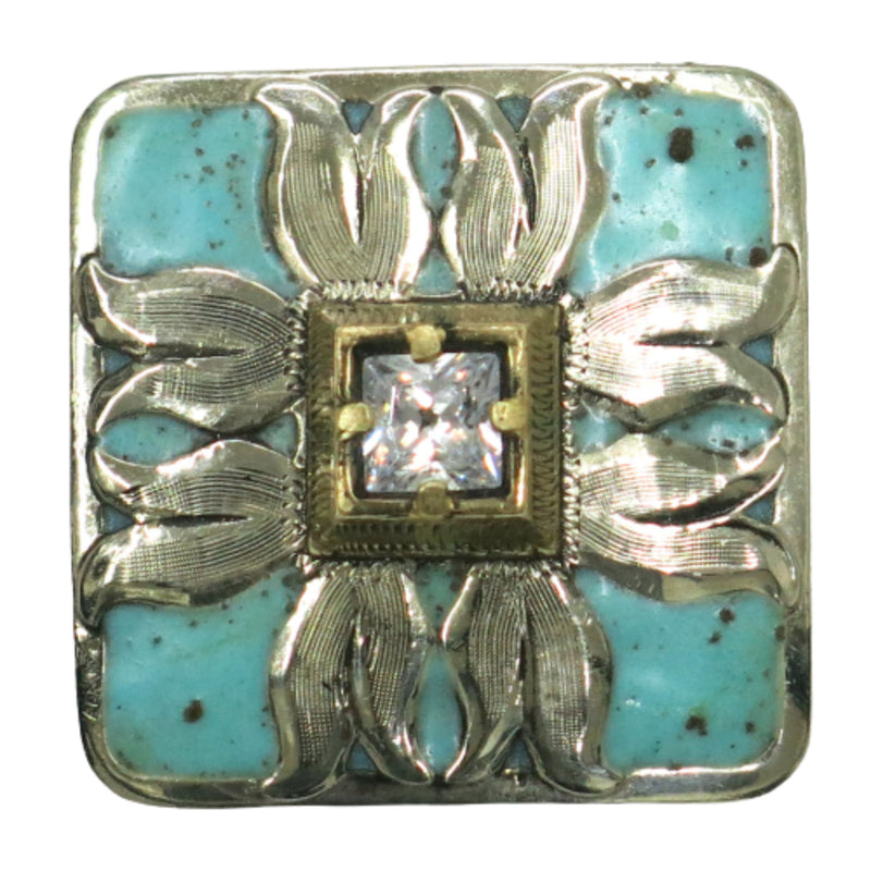Turquoise Square 1 1/2in Screwback Concho