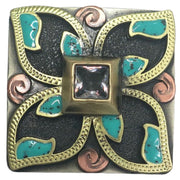 Turquoise Diamond Petal 1 1/2in Screwback Concho