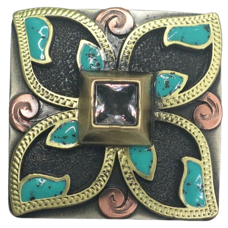 Turquoise Diamond Petal 1 1/2in Screwback Concho