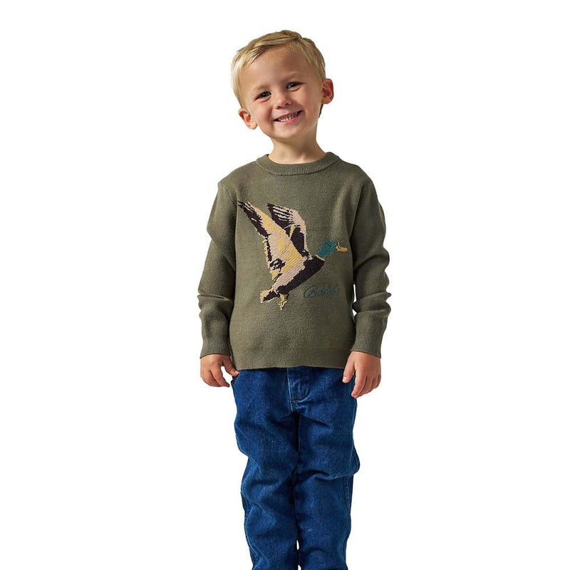 Boy's Olive Duck Cabin Sweater