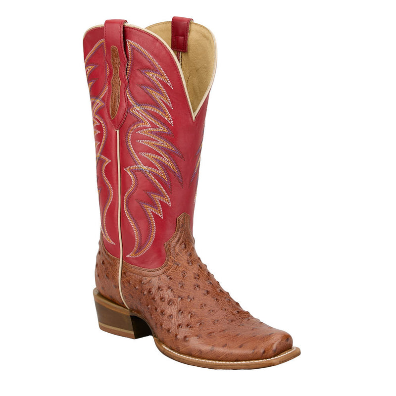 Men's Ranchero Tyler Brandy Requill Genuine Ostrich Vamp 13in Red Top