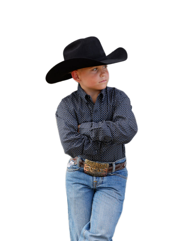 Boy's Navy Dot Print Shirt