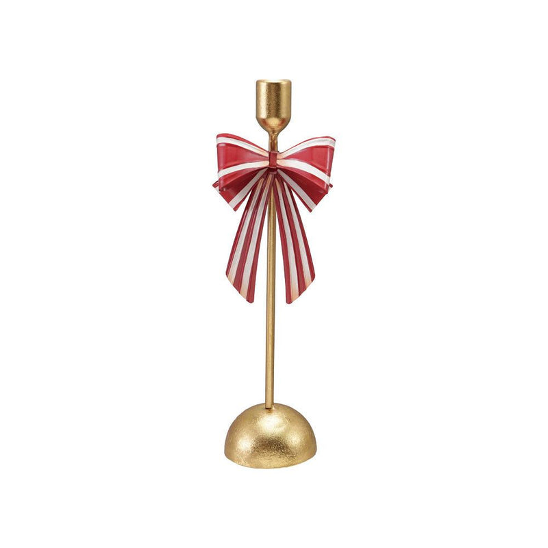 Large Striped Bow Taper Candle Holder
