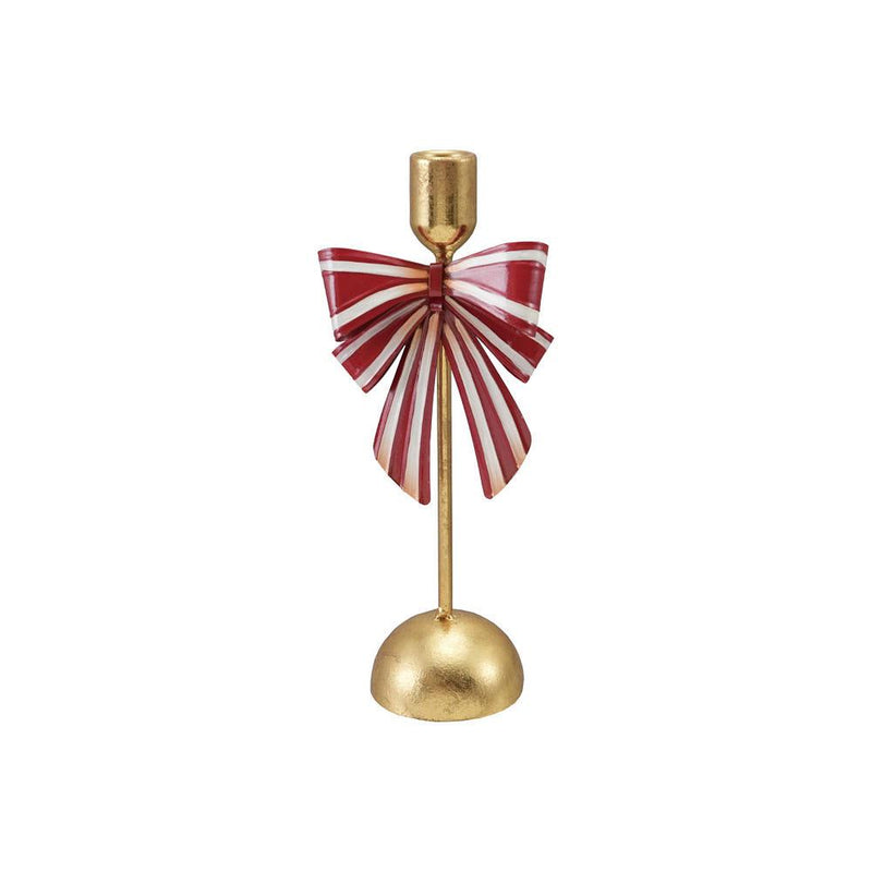 Striped Bow Taper Candle Holder