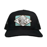 Black Iron Horn Curved Bill Trucker Cap