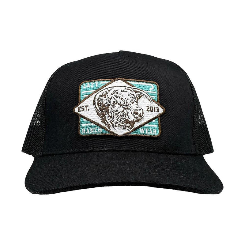 Black Iron Horn Curved Bill Trucker Cap