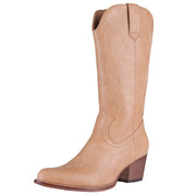 Women's Vintage Faux Leather Tan Vamp 12in Matching Top Boot