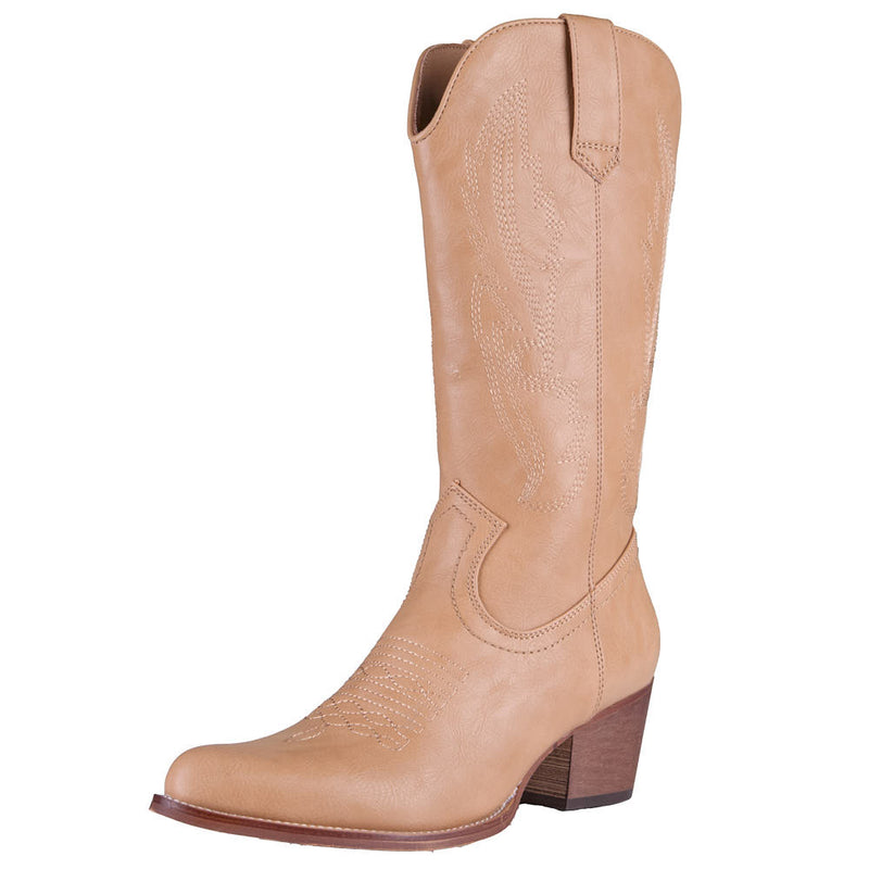 Women's Vintage Faux Leather Tan Vamp 12in Matching Top Boot