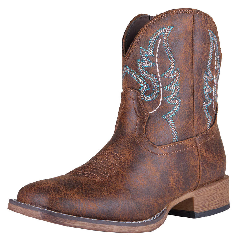 Women's Vintage Cognac Faux Leather Vamp 7in Matching Top Boot