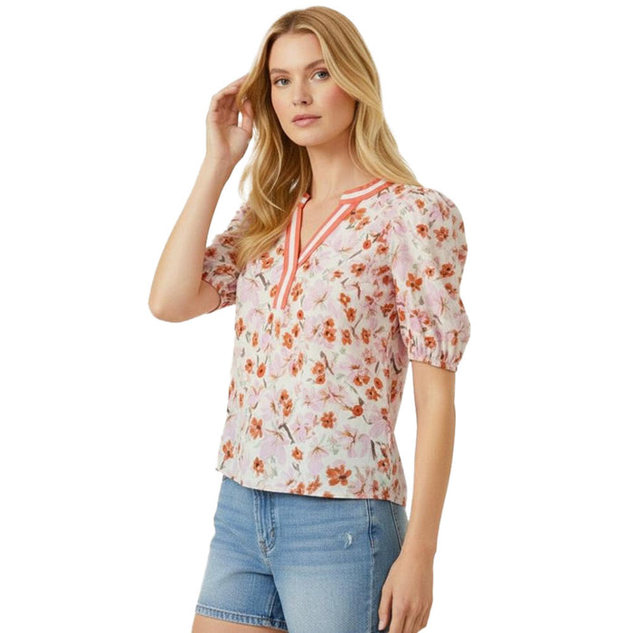 Staccato Women's Pink & Coral Puff Sleeve Top