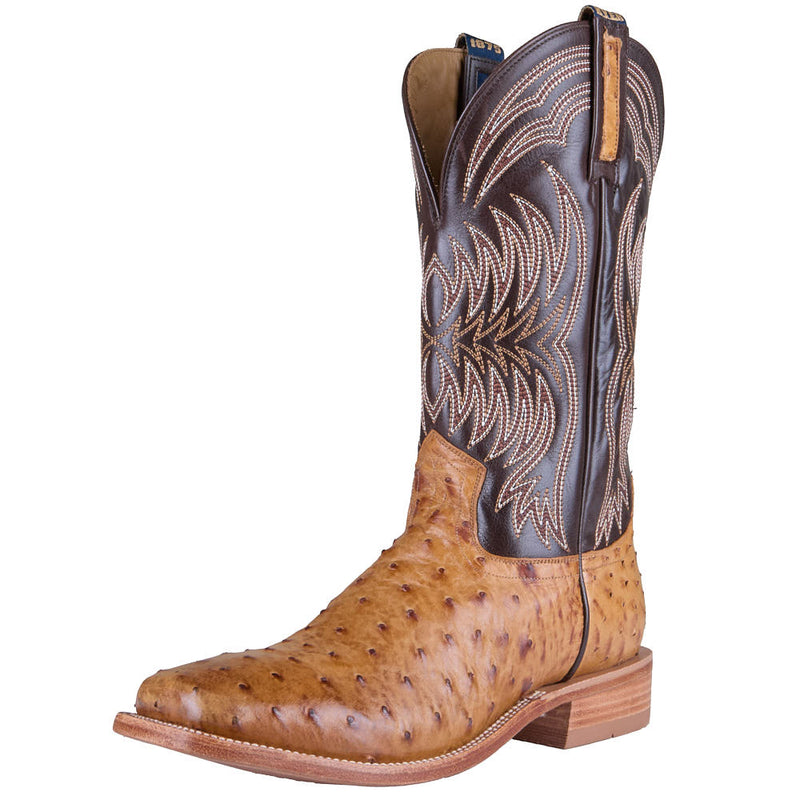 Men's Langdon Umber Full Quill Ostrich Vamp 13in Chocolate Cowhide Top