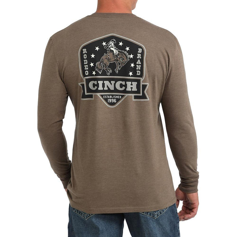Men's Brown Bucking Horse Long Sleeve Tee Shirt