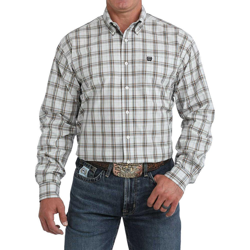 Men's Cream Plaid Shirt
