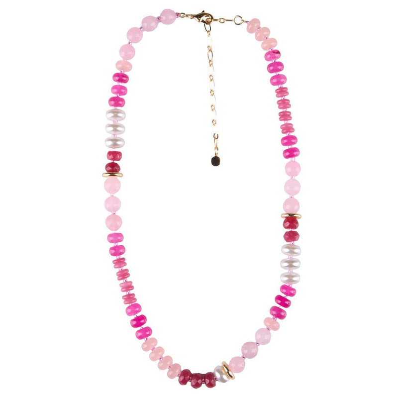 Mixed Pink Pearl Stone Beaded Necklace