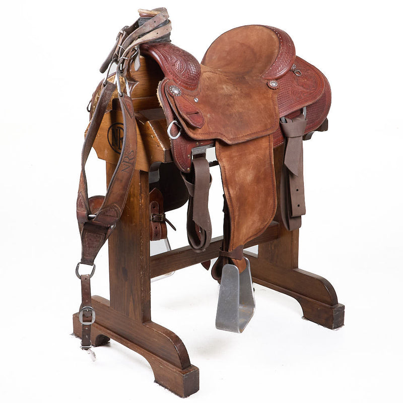 Used 14.5in 1/2 Basket Floral Tooled Team Roper
