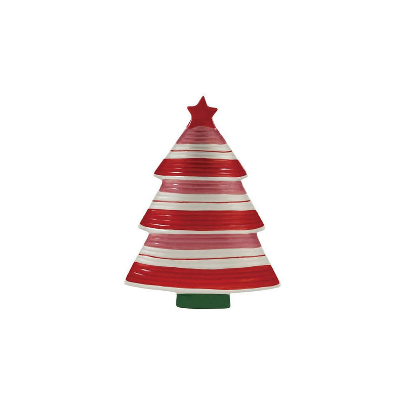 Stoneware Striped Tree Platter