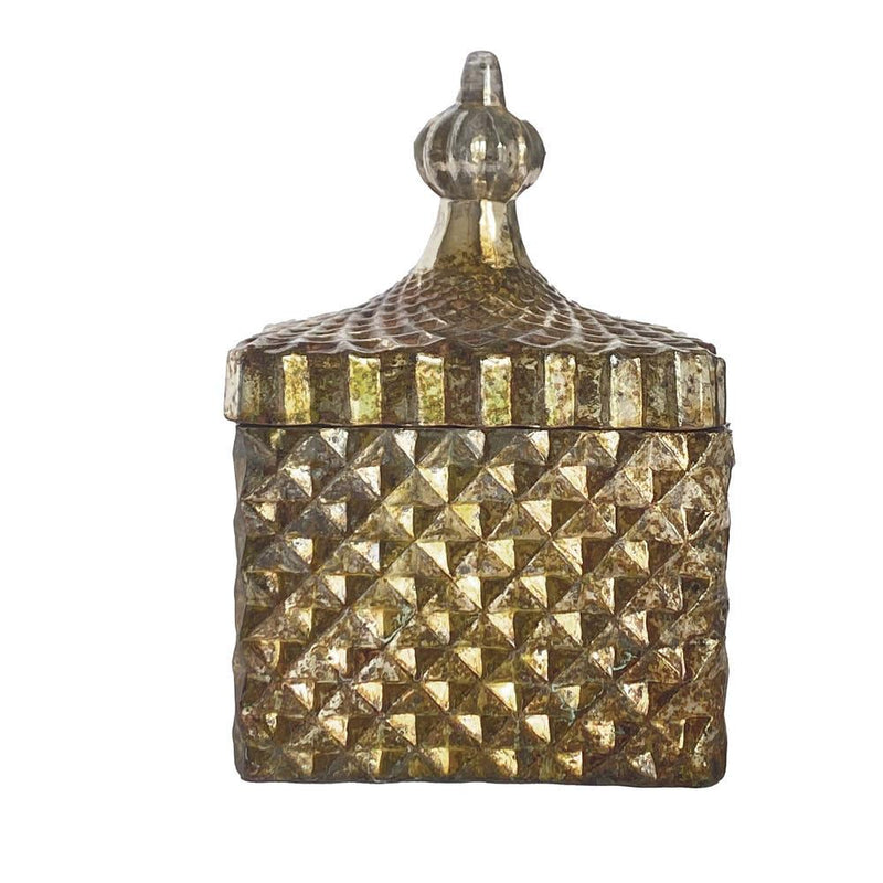 Embossed Mercury Glass Container