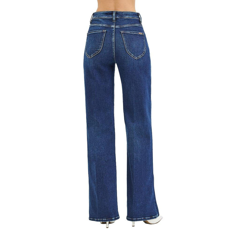 Women's Dark Tummy Control Wide Leg Jean