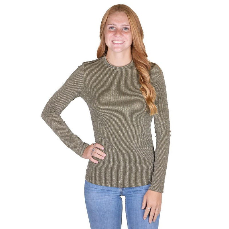 Women's Olive Metallic Long Sleeve Shirt