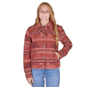 Women's Red Jacquard Stud Jacket