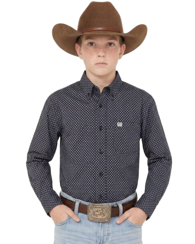 Boy's Navy Dot Print Shirt