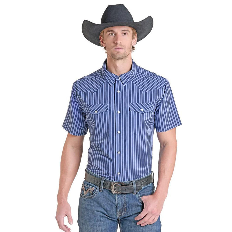 Men's Blue Stripe Performance Shirt